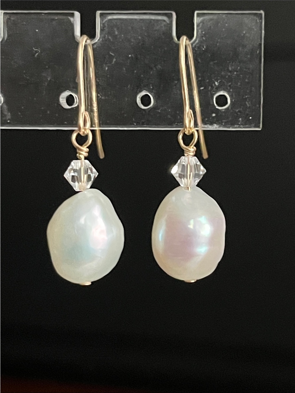 14K GF White Baroque Pearl Drop Earrings